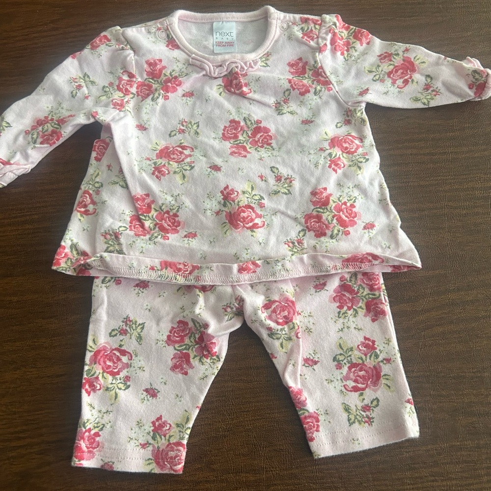Next Pink Floral Kids Pajama Set